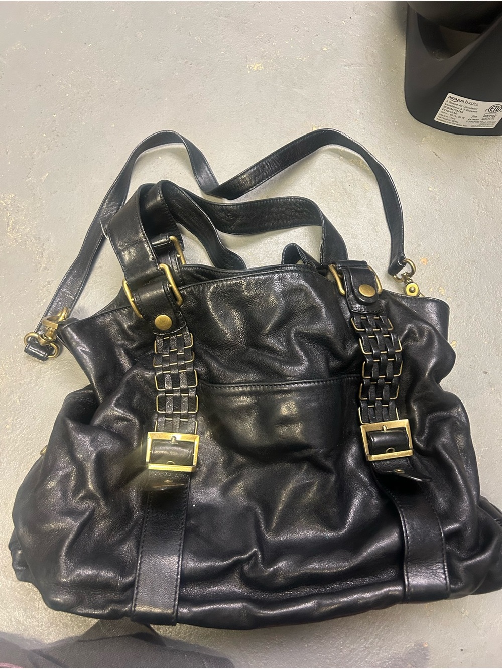 Kooba Black Leather Shoulder Bag with Gold Hardware